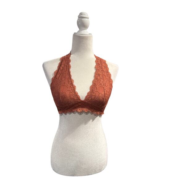 Intimately Free People Lace Halter Bralette – Rust Orange-Size Small - Picture 1 of 5